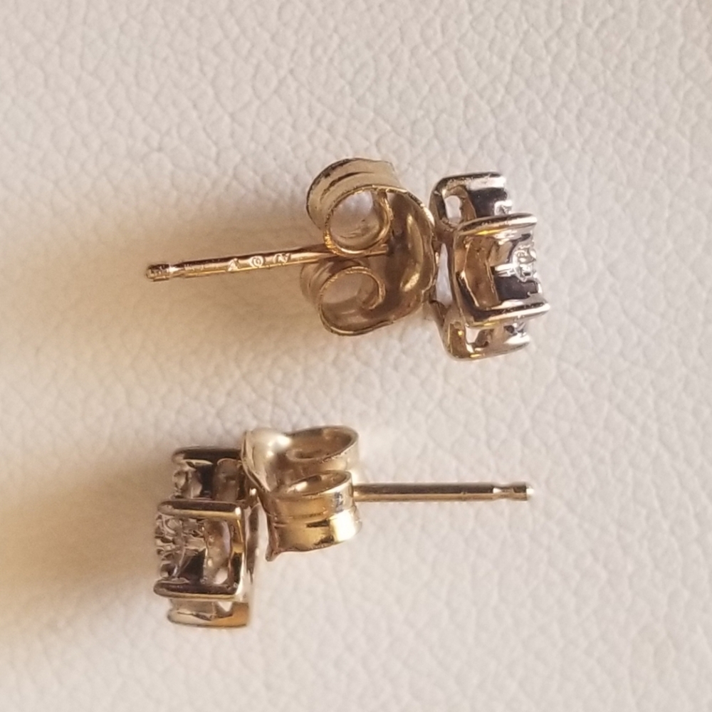 10K Gold Diamond Accent Stud Earrings